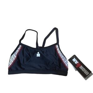 Iron Man Women's Sports Bra Swim Top - Black, White, Red - Size L -NWT